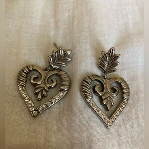 Heart‎ Stainless Steel Earrings with Crystals Pierced Ears